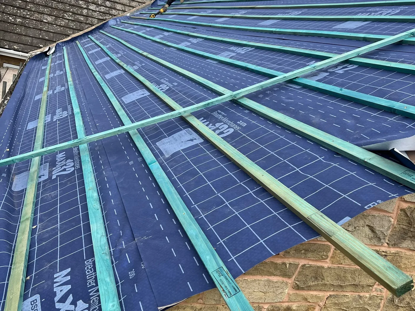 Membrane and battens in progress