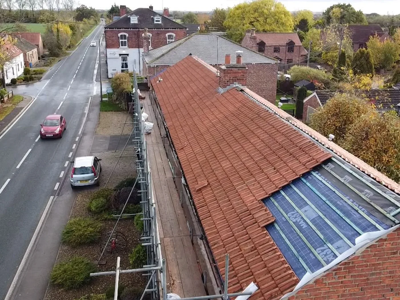 Terrace reroof from above